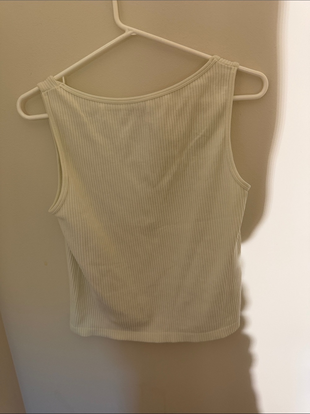 Square-Neck Ribbed Tank Top in Off-White - Picture 2 of 3